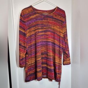 Bon Worth Women's Print Pullover Blouse 3/4 Sleeve Size XL